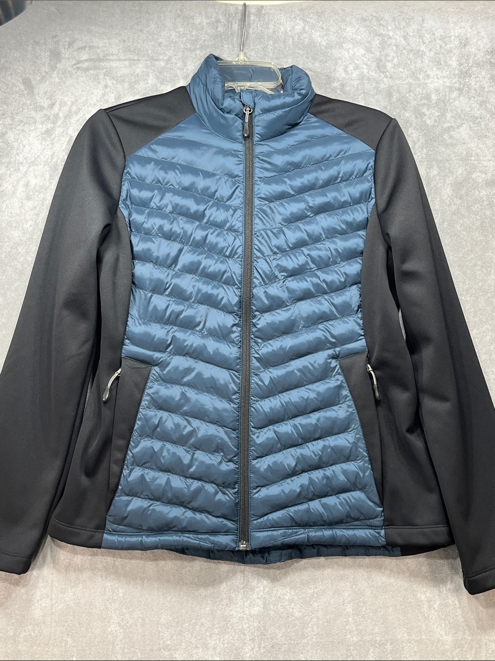 32 Degrees Heat Women’s Blue Black Hybrid Puffer Softshell Jacket S